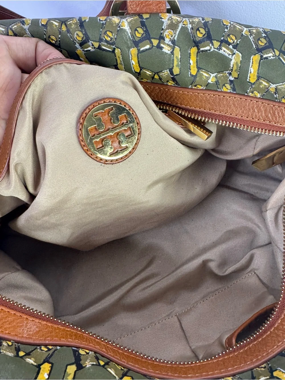 Tory Burch Green Chain duffle Bag with long strap
